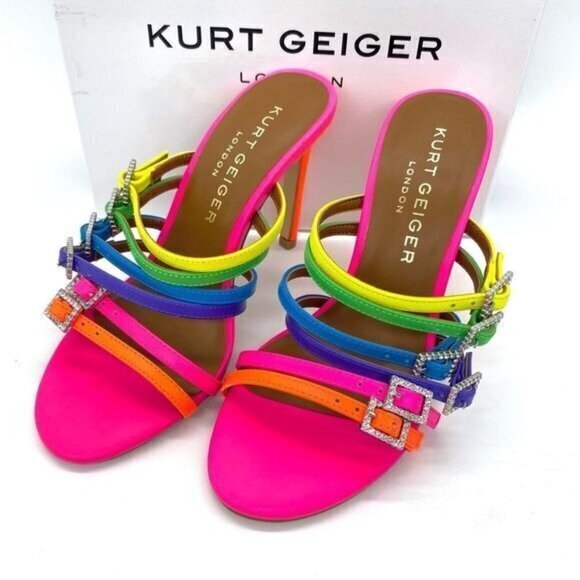Kurt Geiger Pierra Mule Rainbow Heel Sandals Size 5.5